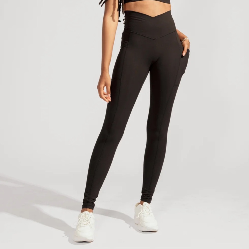 Popflex Crisscross Hourglass Legging™ with Pockets - Black - L / 25"
